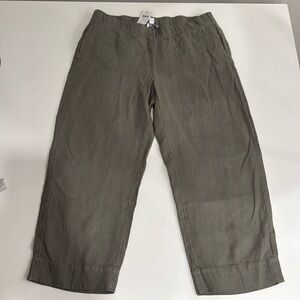J. Jill Olive Green Relaxed Linen-Cotton Cropped Pants
